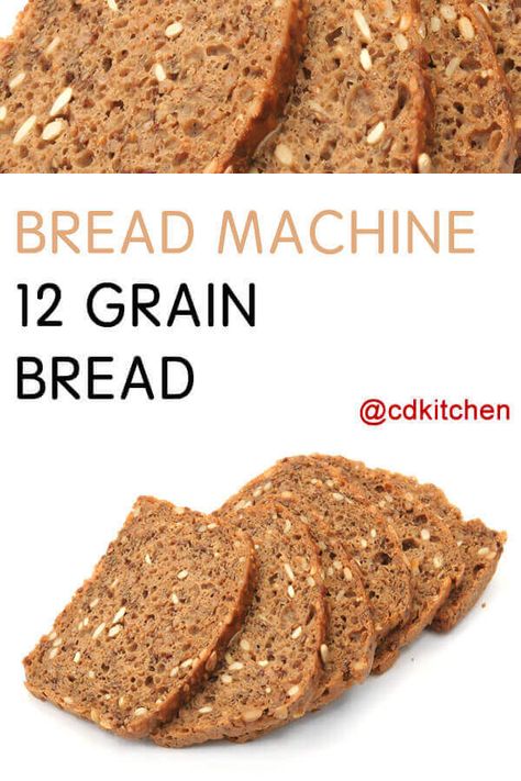 Bread Machine 12 Grain Bread | CDKitchen.com 12 Grain Bread Recipe, Grain Bread Recipe, Bread Machine Wheat Bread Recipe, Bread Machine Yeast, Bread Braid, Bread Machine Recipes Healthy, Bread Blueberry, Multigrain Bread Recipe, Bread Machine Recipes Sweet