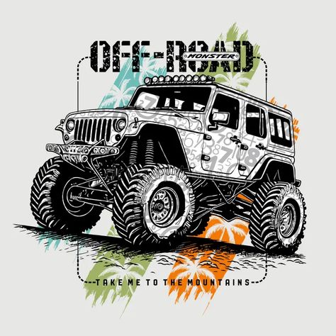 Extreme monster jeep offroad, vector illustration royalty free stock photos Jeep Covers, Camping Drawing, Jeep Art, Adrenaline Sports, Portfolio Photo, Automotive Logo Design, Collection Illustration, Aphmau Fan Art, T Shirt Logo Design