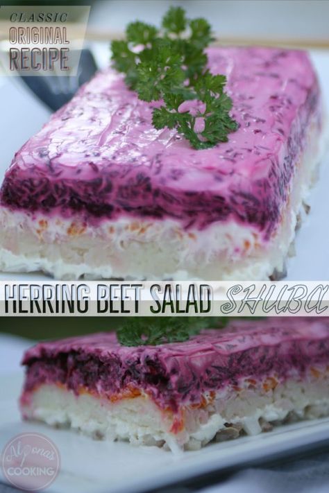 Herring Beet Salad (Shuba) | Alyona’s Cooking Shuba Salad, Desert Salad, Tuna Healthy, Desert Salads, Herring Fish, Bread Chicken, Quinoa Spinach, The Best Salad, Healthy Quinoa