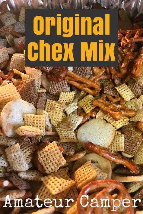 Original Chex Mix, Spicy Chex Mix, Chex Mix Original, Chex Mix Recipes Original, Chex Snack Mix, Original Chex, Party Mix Snacks, Homemade Chex Mix, Camping Christmas