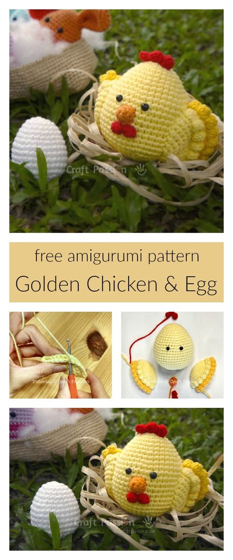 Ciao! Visita il mio blog perteche.wordpress.com DIY Fai da te Bambini Famiglia Mamme Pasqua Cucito Creativo Egg Amigurumi, Crocheted Chicken, Golden Chicken, Spring Crochet, Handmade Stuffed Toys, Easter Chicken, Chicken Pattern, Crochet Animal Amigurumi, Crochet Chicken