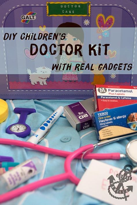 DIY Children's Doctor / Nurse Set with Real Gadgets Diy Doctor Play Set, Diy Doctor Kit For Kids, Diy Doctor Kit, Doctor Play, Doctor Play Set, Diy Doctor, Doctor For Kids, Coffee Vanilla, Learn Crafts