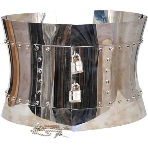 Pre-owned Dolce and Gabbana Chrome Metal Corset ($6,500) ❤ liked on Polyvore featuring accessories and belts Metal Corset, Corset Belts, Posture Collar, Dolce Gabbana Belt, Corset Training, Shiny Fashion, Corset Costumes, Corset Belt, Leather Boot Shoes