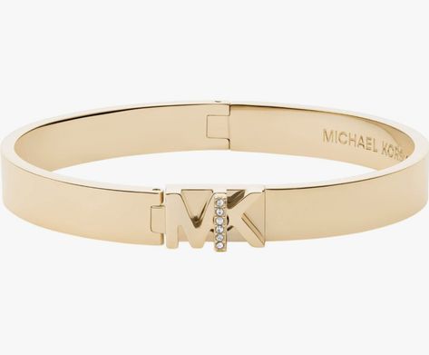 Michael Kors Stainless Steel MK Logo Bangle Bracelet for Women, Color: Gold (Model: M... Michael Kors Bracelet, Mk Logo, Michael Kors Jewelry, Stainless Steel Bangles, Gold Models, Steel Metal, Chain Bracelet, Personalized Jewelry, Bangle Bracelets