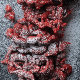 Red Velvet Funnel Cakes | Grandbaby Cakes Red Velvet Funnel Cake Recipe, Red Velvet Funnel Cake, Grandbaby Cakes, Funnel Cake Recipe, Fried Dessert, Red Velvet Recipes, Funnel Cakes, Cake Decorating Piping, Wrong Time