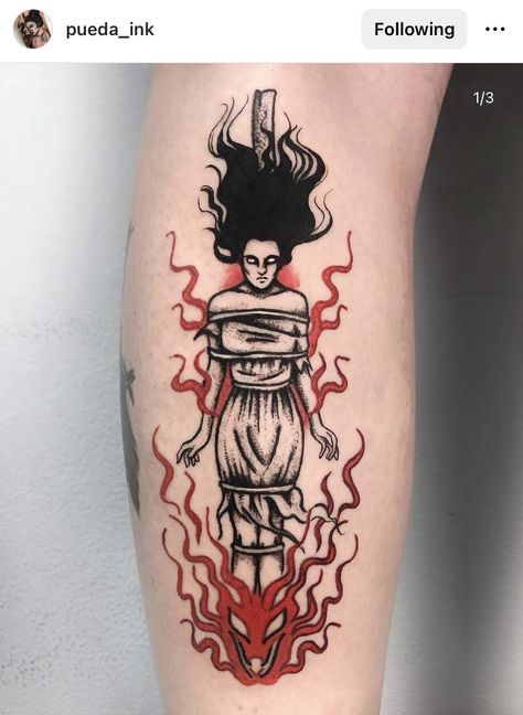 Burn Tattoo, Traditional Tattoo Stencils, Tattoo Outline Drawing, Wicked Tattoos, Witch Tattoo, Tattoo Flash Sheet, Spooky Tattoos, Bad Tattoos, Pin Up Tattoos