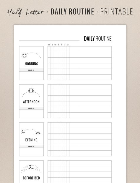 Daily Habit Tracker Printable, Morning Routine Printable, Rutinitas Harian, Daily Habit Tracker, Routine Printable, Daily Routine Planner, Morning Routine Checklist, Routine Checklist, Habit Tracker Printable