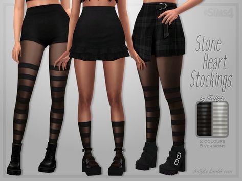 Trillyke - Stone Heart Stockings The Sims 4 Pack, Sims Accessories, Ts4 Clothes, Clothes Cc, Cc Clothes, Striped Stockings, Sims 4 Game Mods, Sims 4 Cc Folder, Sims 4 Characters