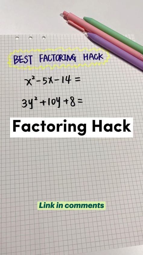 Factoring Hack!! #math #studyapp @cameramath in 2022 | Math tricks, High school life hacks, High school hacks Math Tricks High School, School Life Hacks, Math Study Guide, Nursing Study Tips, Mental Maths Worksheets, Teaching Math Strategies, High School Life Hacks, Math Tutorials, High School Hacks