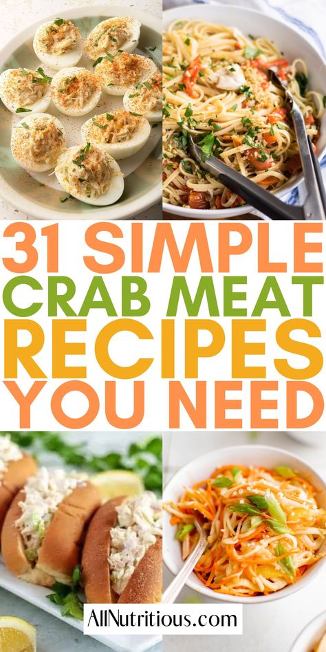 You can easily indulge in more delicious seafood recipes with ease when you make any of these flavorful crab meat dishes. These super easy crab meat recipes are perfect for the whole family to enjoy more easy recipes with crab meat. These are perfect easy dinner recipes! Recipes With Crab Meat, Easy Crab Meat Recipes, Recipes With Crab, Canned Crab Recipes, Can Crab Meat Recipes, Crab Recipes Healthy, Crab Recipes Easy, Dungeness Crab Recipes, Canned Crab Meat