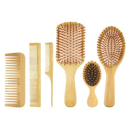 "Description: The double-end comb has two different densities and can handle different hairstyles and hair types, large-toothed comb can reduce hair breakage, split ends and reduce frizz and pointed tail comb can smooth and smooth hair and hair ends, so it is a perfect hair grooming tool. Except for 3 different types of combs, this product includes 3 different sizes of air cushion massage combs, which not only can meet daily hair care, but also can easily enjoy head massage at home, massaging an Bamboo Hairbrush, Wood Beard Comb, Bamboo Hair Brush, Wooden Hair Brush, Barber Accessories, Tail Comb, Static Hair, Improve Hair Growth, Hair Brush Set