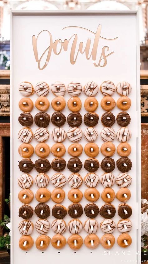 Prosecco Wall, Donuts Wall, Donut Wall Wedding, Donut Walls, Doughnut Wall, Donut Display, Donut Stand, Bear Baby Shower Theme, Wedding Donuts