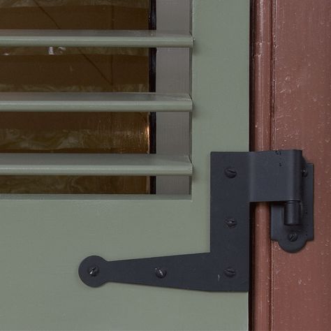 Exterior Shutter Hardware, Shutter Hinges, Outdoor Shutters, Shutter Hardware, Window Hinges, House Shutters, Shutters Exterior, Iron Door, Contemporary Eclectic