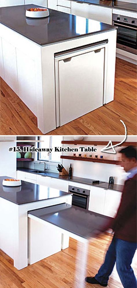 25 Clever Hideaway Projects You Want To Have at Home Hidden Table, Kitchen Island Storage, Diy Kitchen Table, Tuscan Kitchen, Interior Kitchen, Little Kitchen, Tiny Kitchen, Kitchen Islands, Trendy Home