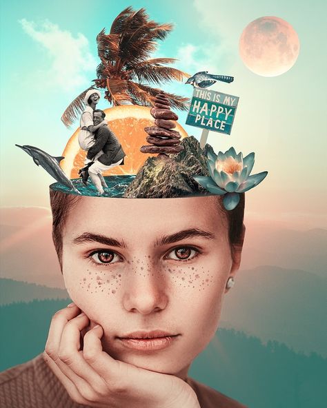 Photoshop Collage Portrait, Digital Art Collage Graphic Design, Digital Self Portrait Collage, Adobe Photoshop Poster Design, Digital Collage Art Photoshop, Photomontage Ideas Photoshop, Photoshop Collage Ideas, Digital Collage Design, Photographic Collage