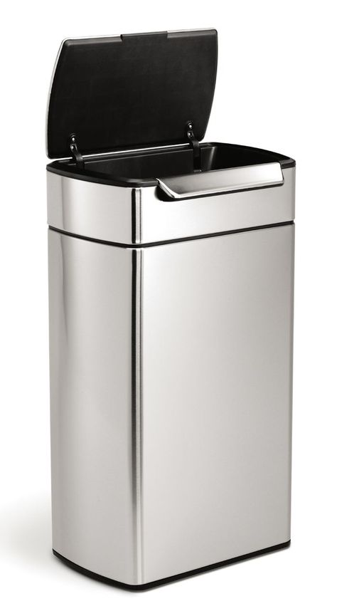 10.6-Gal. Rectangular Touch-Bar Trash Can New York Trash Can, Dual Trash Can, Tiny Trash Can, Dual Compartment Trash Can, Tall Barhroom Trashcans With Lids, Trash And Recycling Bin, Kitchen Trash Cans, Recycle Trash, Trash Can