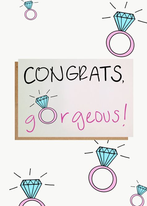 Congratulate your gorgeous friend on her happy engagement!  Purchase here: https://www.kittybunnyco.com/product-page/congrats-gorgeous Congratulations Engagement, Congrats Cards, Engagement Wishes, Congrats On Your Engagement, Happy Engagement, Rare Occasions, Congrats Card, Wedding Props, Your Gorgeous