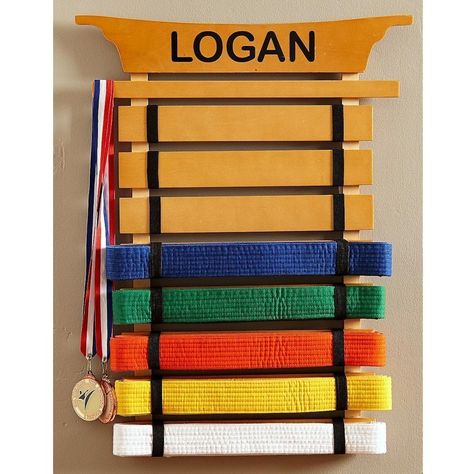 Amazon.com : Personalized Martial Arts Belt Holder : Sports & Outdoors Karate Belt Holder, Martial Arts Belt Holder, Taekwondo Belt Display, Belt Display Rack, Karate Belt Display, Martial Arts Belt Display, Martial Arts Belt, Taekwondo Belts, Martial Arts Belts