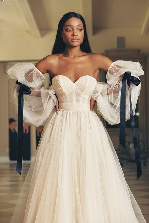 Galia Lahav Telenovela SS22 Collection | Designer Feature | The Wedding Guys Long Wedding Dress, Galia Lahav, Tulle Sleeves, Silk Tulle, Wedding Dress Couture, Bridal Fashion Week, Wedding Dress Trends, Couture Wedding, Long Wedding Dresses