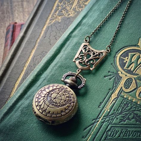 Astronomical Clock, Watch Pendant, Pocket Watch Necklace, Time Lord, Owl Earrings, Vintage Style Jewellery, Time Lords, Bird Earrings, Fantasy Jewelry