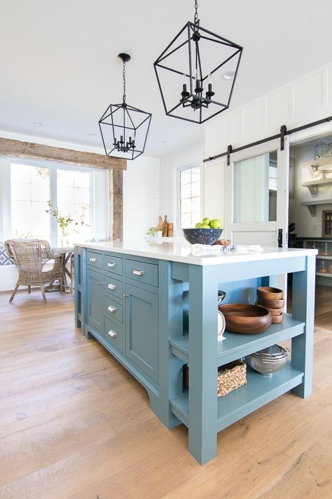 Blustery Sky, Apartment Kitchen Island, White Wood Kitchens, Inset Cabinetry, Unique Kitchen Design, Lake House Kitchen, White Kitchen Island, House White, Cottage Kitchens