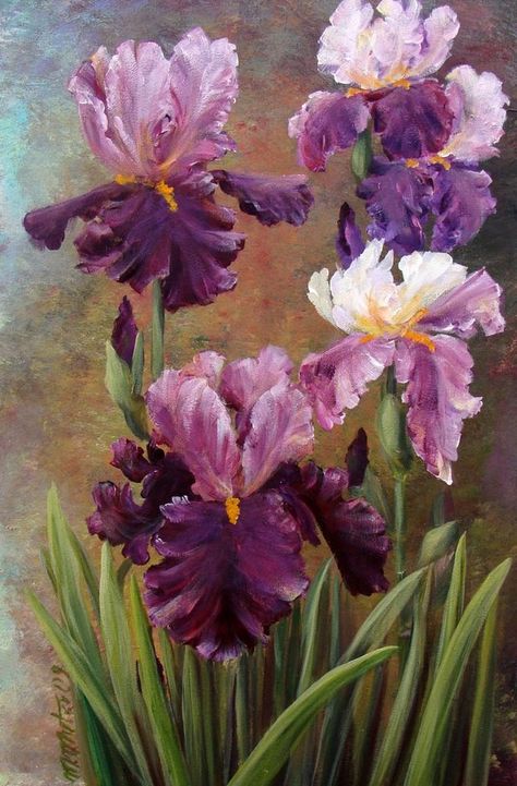 Iris Art, Iris Painting, Flower Painting Canvas, Soyut Sanat Tabloları, Trendy Flowers, Oil Painting Flowers, Iris Flowers, Flower Canvas, Flower Art Painting