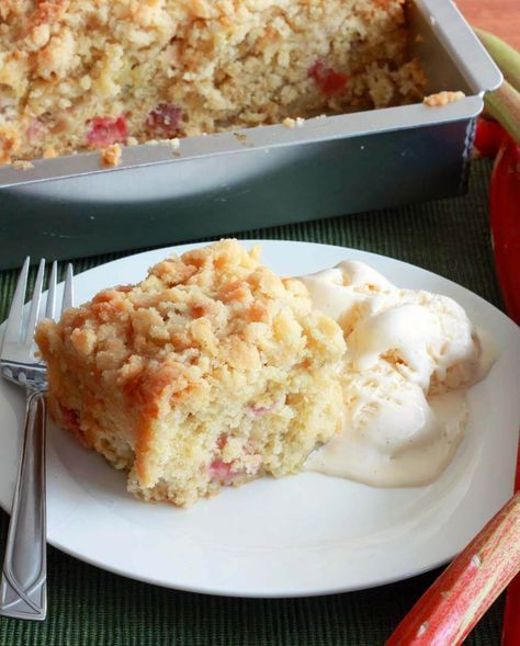 Rhubarb Buttermilk Streusel Cake Rhubarb Buttermilk, Streusel Cake, Rhubarb Desserts, Rhubarb Cake, German Recipes, Rhubarb Recipes, A Piece Of Cake, Piece Of Cake, German Food