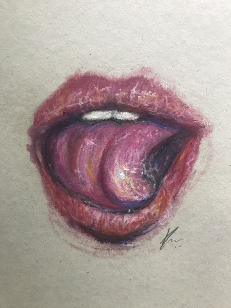 Oil Pastel Eye Drawing, Lips Oil Pastel, Oil Pastel Art Ideas Inspiration, Creepy Oil Pastel Art, Oil Pastel Experiments, Cupcake Oil Pastel, Pastel Lips, Crayons Pastel, Lip Drawing