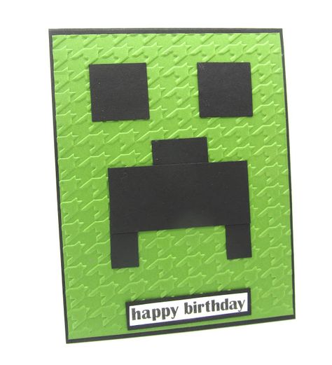 PinkBlingCrafter: A MineCraft Creepers Card and a Favor Box Minecraft Birthday Cards Handmade, Minecraft Pop Up Card, Minecraft Birthday Card Diy, Creeper Valentine Box Diy, Minecraft Cards, Minecraft Creeper Invitations, Minecraft Birthday Card, Card Making Kids, Punch Art Cards