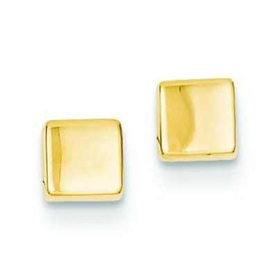 14K Yellow Gold Square Stud Earrings Ear Jewelry Popular Earrings, Square Stud Earrings, Yellow Gold Earrings, Heart Dangle Earrings, Square Stud, Square Earrings Studs, Button Earrings, Yellow Gold Earring, Gold Polish