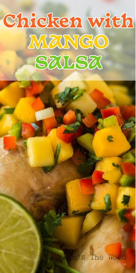 Mango Salsa Chicken is gonna bring a tropical twist to your dinner table! It’s yummy, easy, fun, and perfect for any weeknight meal! #numstheword #mangosalsachicken #chickenwithmangosalsa #mangosalsachickenrecipe #grilledchickenwithmangosalsa #recipeformangosalsachicken #mangosalsarecipeforchicken #chickenwithmangosalsarecipe #mambochicken #chickenmambo #bakedchickenwithmangosalsa #chickenbreastwithmangosalsa Lemon Ginger Chicken With Pineapple Mango Salsa, Chicken Mango Salsa, Chicken With Mango Salsa, Pineapple Mango Salsa, Healthy Easy Recipe, Chicken With Mango, Mango Salsa Chicken, Mango Chicken, Types Of Chickens