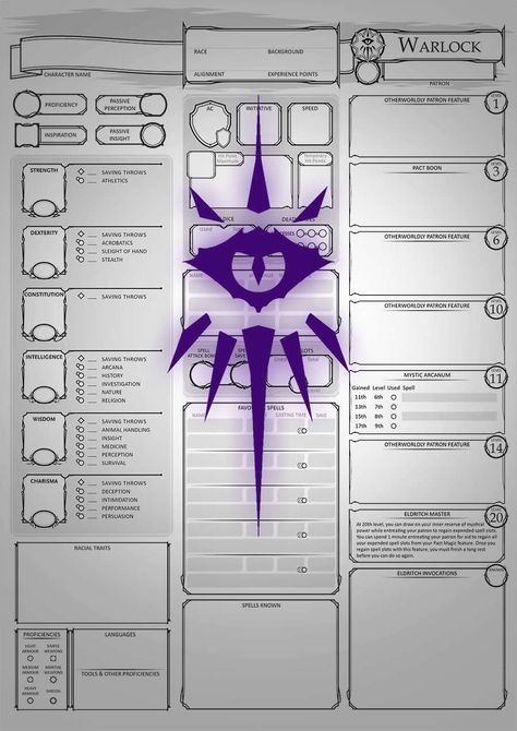 Class Character Sheets - The Warlock - All class character sheets now available as part of a bundle for one easy download. Get The Bundle here! The Warlo Warlock Character Sheet, Warlock Tattoo, Dnd Notes, Dnd Warlock, Warlock Dnd, Dnd Character Sheet, Character Sheets, Dungeon Master, Nerd Geek