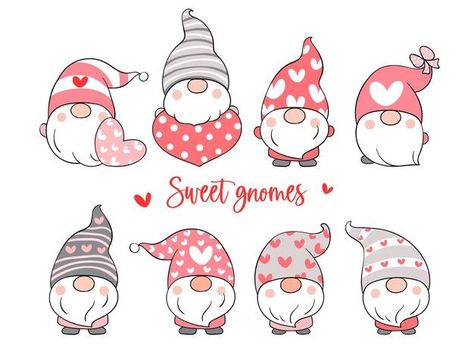 Gnome Illustration, Love Gnome, Illustration Love, Gnome Clipart, Valentine Clipart, Painted Shells, Sticker Maker, Rock Painting Art, Vector Drawing