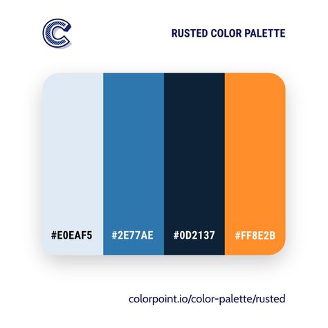 This bright and elegant color scheme brings together different shades of blue color. This combination is elegantly complemented by a vivid and brash shade of orange.

#art, #beautiful, #behance, #color, #colored, #colores #colorful, #coloring, #colorist, #colorpalette, #colors, #colour, #colourfull, #creative, #design, #designed, #designer, #designs, #dribbble, #elegant, #inspiration, #instaart, #madewithcolorpoint, #style, #ui, #uidesign, #ux, #uxdesign, #webdesign, #webdesigner Color Schemes Orange And Blue, Navy And Neon Color Palette, Blue And Orange Website, Orange And Blue Colour Palette, Blue Orange Color Palette, Orange And Blue Color Palette, Corporate Colors, Vivid Color Palette, 3 Color Palette