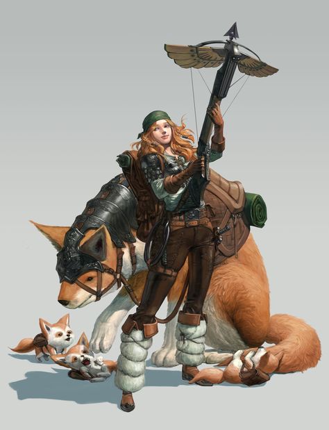 ArtStation - Nomadic tamer, Hongkun_st (Hong) Fantasy Beast Tamer, Beast Tamer Dnd, Animal Tamer Character Design, Beast Tamer Character Design, Animal Tamer, Beast Tamer, Dungeons And Dragons Homebrew, Crossbow, Game Inspiration