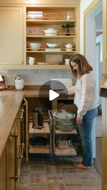 This 2-tier pull-out is the best decision I made for the blind corner in the pantry. It slides completely out allowing easy access to oth... | Instagram Corner Cabinet Ideas, Kitchen Pullout, Tile Diy, Storage Hack, Blind Corner Cabinet, Pull Out Pantry, Corner Storage Cabinet, Corner Kitchen Cabinet, Granny Flats