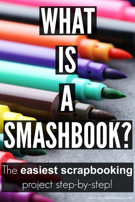 If you want to preserve memories but aren't quite ready for scrapbooking just yet, this smash book is an easy, unique craft idea! Get smashing! Moms' Night Out, Diy Hanging Shelves, Moms Night, Smash Journal, Simple Scrapbook, Craft Night, Unique Crafts, Smash Book, Travel Scrapbook