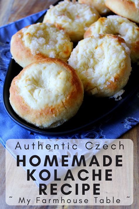 Authentic Czech Homemade Kolache Recipe - My Farmhouse Table Kolache Dough Recipe, Kolache Dough, Kolache Recipe Czech, Kolache Recipe, Czech Recipes, Polish Recipes, Copycat Recipe, Breakfast Breads, Bread Recipes Homemade