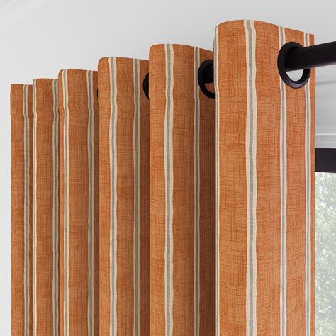 Tranquil Stripe Paprika Orange Curtain, Orange Curtains, Eyelet Curtains, Window Dressings, Blinds For Windows, Bedroom Ideas, Blinds, Curtains, Fast Delivery