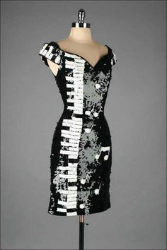 More coool Threads Music Inspired Fashion, Music Dress, White Piano, Dresses Sequin, White Cocktail, Sequin Dresses, Piano Keys, 1980s Fashion, Herve Leger