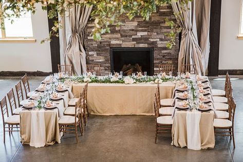 We love this "U" shape styled head table. Why do we like it so much? It keeps the bridal party close but it also keeps the head table from getting too wide. Just a little tip from us to you! . . . Event Design & Decor \ @better2gather PC \ @cabelnoteboomphotography Floral \ @macsfloral Venue \ @camelot_ranch_events Table Top \ @hutcheventsmt Linen \ @bbjlinen Rentals \ @partytime_mt  #BetterWithYou . #bettertogather #events #weddingdesign #montanabride #wedding #justmarried #eventstyling #eventp Bridal Party Head Table, Farm Entrance, French Country Wedding, Bridal Party Tables, Magic Illusions, Head Table Wedding, Head Tables, Wedding Theme Inspiration, Reception Tables