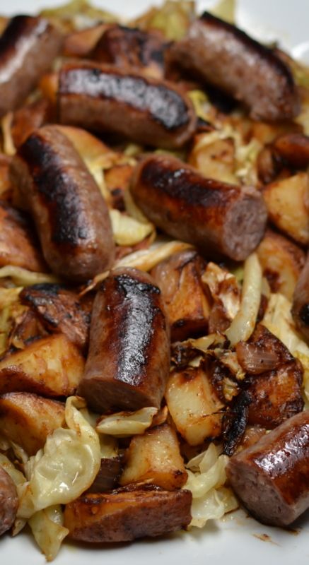 This Sweet Mustard Potatoes Cabbage and Brats combines beer brats, crispy cooked potatoes, onions and sauteed cabbage in a lightly sweetened mustard sauce. Brats And Cabbage, Mustard Potatoes, Potatoes Cabbage, Brats Recipes, Bratwurst Recipes, Bratwurst Sausage, Beer Brats, Sauteed Cabbage, Easy Skillet Meals