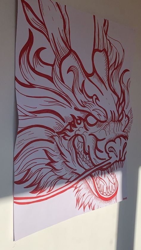 Dragon Graffiti Art, Red Art Aesthetic Painting, Drawing Ideas Dragon, Red Ink Drawing, Graffiti Dragon, Dragon Sketches, Abstract Tattoo Ideas, Abstract Tattoos, Art Dragon