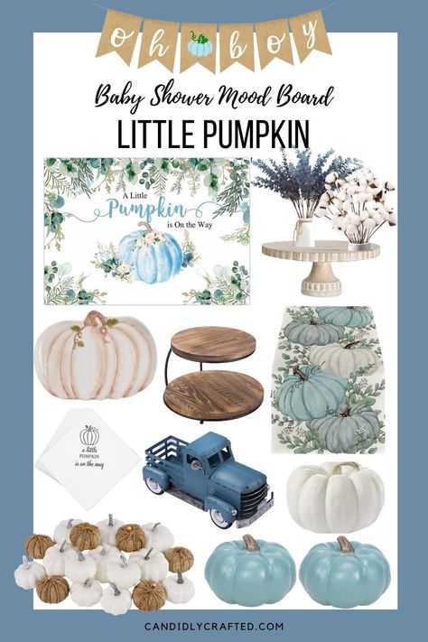 Fall Baby Boy Shower Decor, Little Pumpkin Blue Baby Shower Ideas, Blue Harvest Baby Shower Theme, My Little Pumpkin Baby Shower Ideas Boy Centerpieces, Fall Baby Shower Boy Theme, My Little Pumpkin Baby Shower Ideas Boy, October Baby Shower Themes Boy, Fall Baby Boy Shower Centerpieces, Fall Pumpkin Baby Shower Ideas Boy