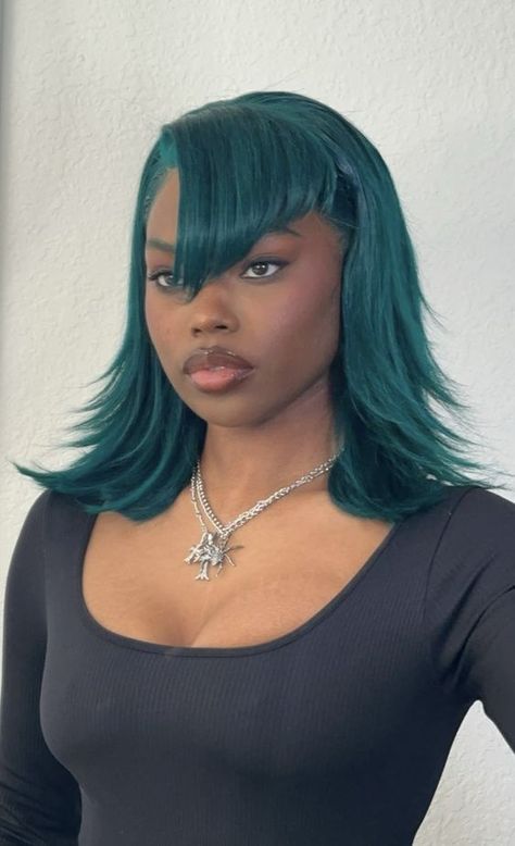 #follow #hairgoals #hair #hairstyles #haircolor #beautyblog #blogging #blogger #blog Blue Natural Hair, Dark Green Hair, Hair Black Women, Alternative Hair, Hair Crush, Baddie Hairstyles, Hair Black, Hair Inspo Color, Hair Game