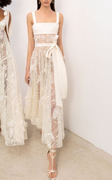 Couture Dresses Short, Zuhair Murad Haute Couture, Trendy Dresses Summer, Stella Dress, Tulle Midi Dress, Embroidered Tulle, Darling Dress, Zuhair Murad, Bridal Robes