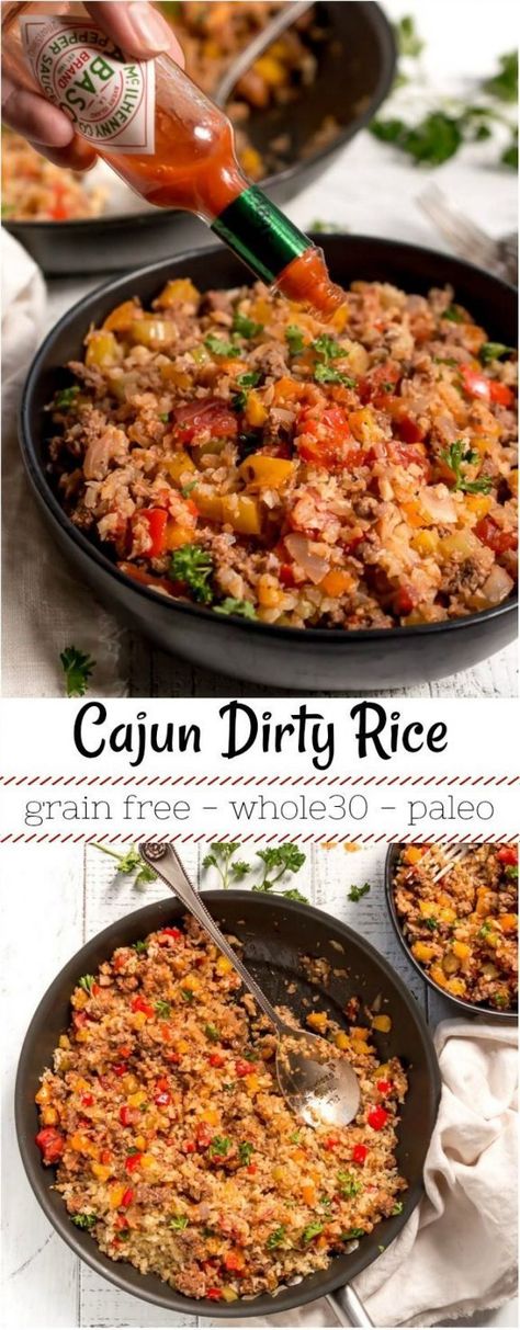 Just in time for Mardi Gras, this Cajun Dirty Rice Recipe has all that great New Orleans flavor while packing a ton of nutritious vegetables! This cajun rice is Gluten Free, Grain Free, Dairy Free, Whole30 and Paleo compliant with Vegan options. Perfect for enjoying Mardi Gras food in a healthier way. #grainfree #paleohacks #paleodiet #whole30 #whole30recipes Cajun Dirty Rice Recipe, Cajun Dirty Rice, Nutritious Vegetables, Dirty Rice Recipe, Cajun Rice, New Orleans Recipes, Mardi Gras Food, Dirty Rice, Cajun Cooking