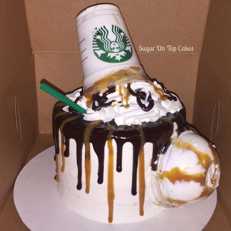 Starbucks cake! Facebook.com/SugarOnTopCakes Sugarontopcakesandsweets.com Starbucks Birthday Party, Starbucks Party, Birthday Cake Images, Starbucks Cake, Facebook Birthday, Starbucks Birthday, 14th Birthday Cakes, Teen Cakes, 13 Birthday Cake