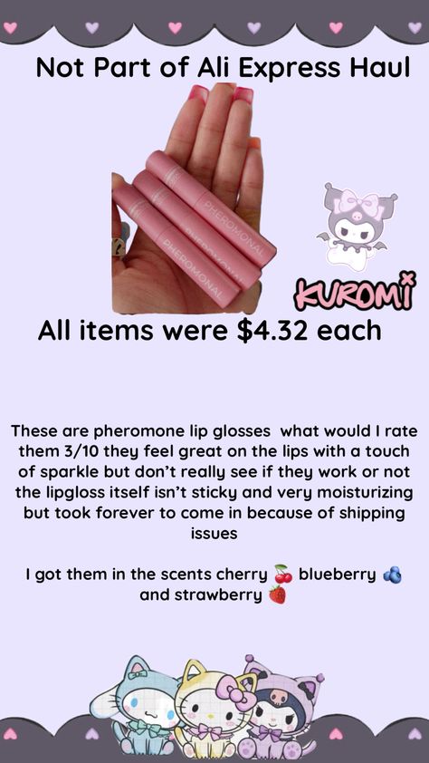 #fyp #shufflefyp #kuromi #haul #review #aliexpress #follow #like Feeling Great, Scents, Moisturizer, Lips, Feelings