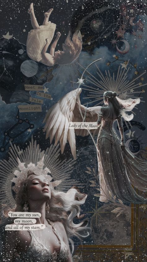 Moon Board Aesthetic, Selen Moon Goddess, Astraea Goddess Aesthetic, Moon Moodboard Aesthetic, Sigyn Goddess Aesthetic, Selene Goddess Of The Moon Aesthetic, Lady Selene, Selene Aesthetic, Moon Goddess Aesthetic